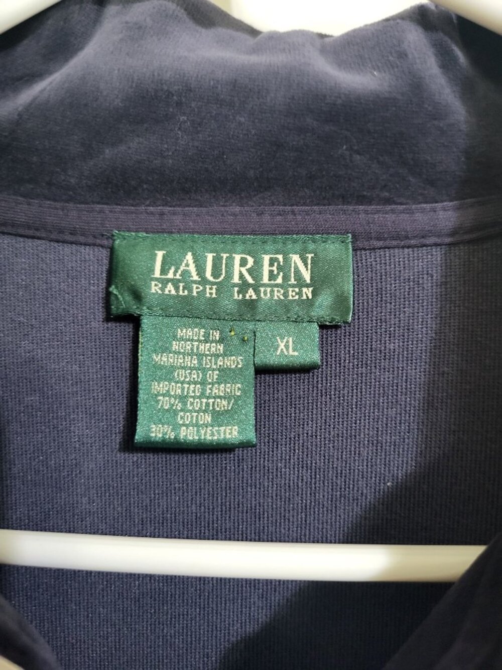 Lauren Ralph Lauren Women's XL VTG Navy Blue Velour Zip Up Track Jacket - Picture 4 of 8